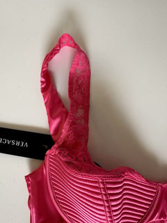 Versace Women’s Greek Key Print Pink Runway Bralette 2C Italy 1010115 NWT $550