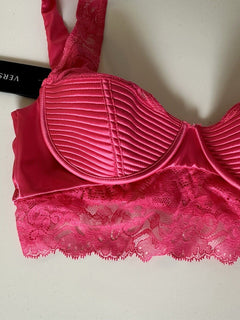 Versace Women’s Greek Key Print Pink Runway Bralette 2C Italy 1010115 NWT $550