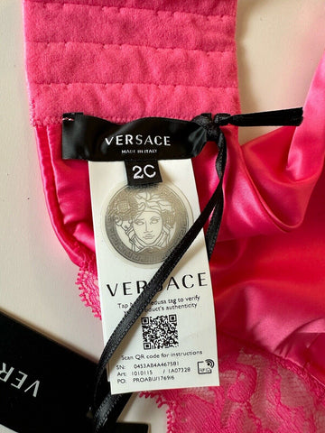 Versace Women’s Greek Key Print Pink Runway Bralette 2C Italy 1010115 NWT $550