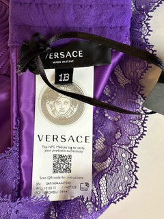 Versace Women’s Greek Key Purple Runway Bralette 1B Italy 1010115 NWT $550
