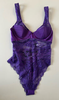 Versace Women’s Greek Key Purple Sleeveless Bodysuit 1C Italy 1010113 NWT