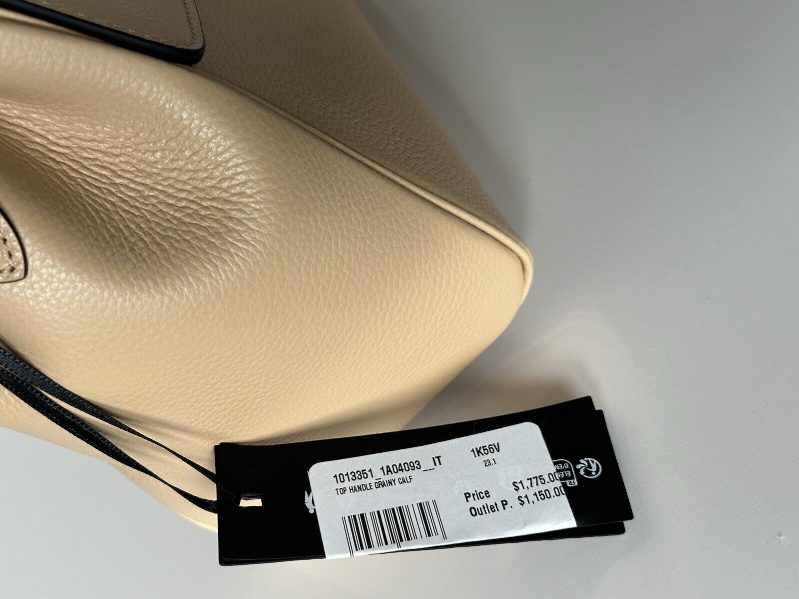 Versace Top Handle Grainy Calf Leather Beige Shoulder Bag 1013351 IT NWT $1775