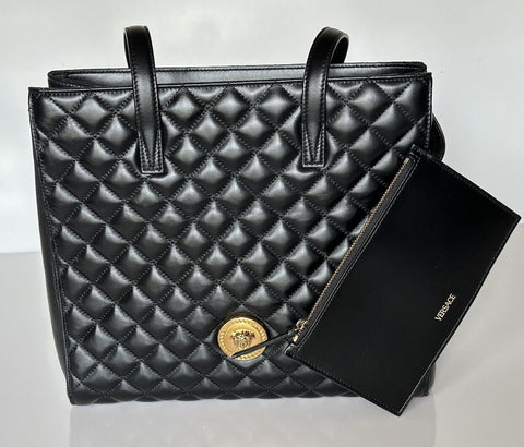 Versace Medusa Quilted Lamb Leather Black Tote Bag 1013789 Italy NWT $1700