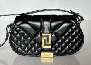Versace Quilted Calf Leather Black Mini Shoulder Bag 1010951 IT NWT $1625