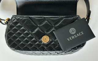 Versace Quilted Calf Leather Black Mini Shoulder Bag 1010951 IT NWT $1625