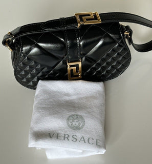 Versace Quilted Calf Leather Black Mini Shoulder Bag 1010951 IT NWT $1625