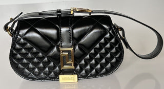 Versace Quilted Calf Leather Black Mini Shoulder Bag 1010951 IT NWT $1625