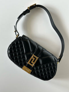 Versace Quilted Calf Leather Black Mini Shoulder Bag 1010951 IT NWT $1625