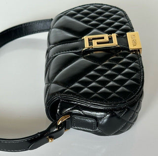 Versace Quilted Calf Leather Black Mini Shoulder Bag 1010951 IT NWT $1625