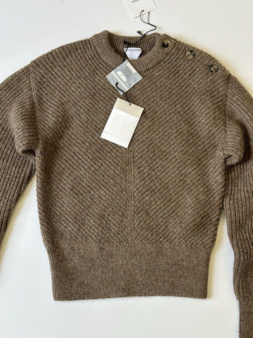 Bottega Veneta Women's Alpaca Chevron Knit Brown Sweater M 719793 IT NWT $1900
