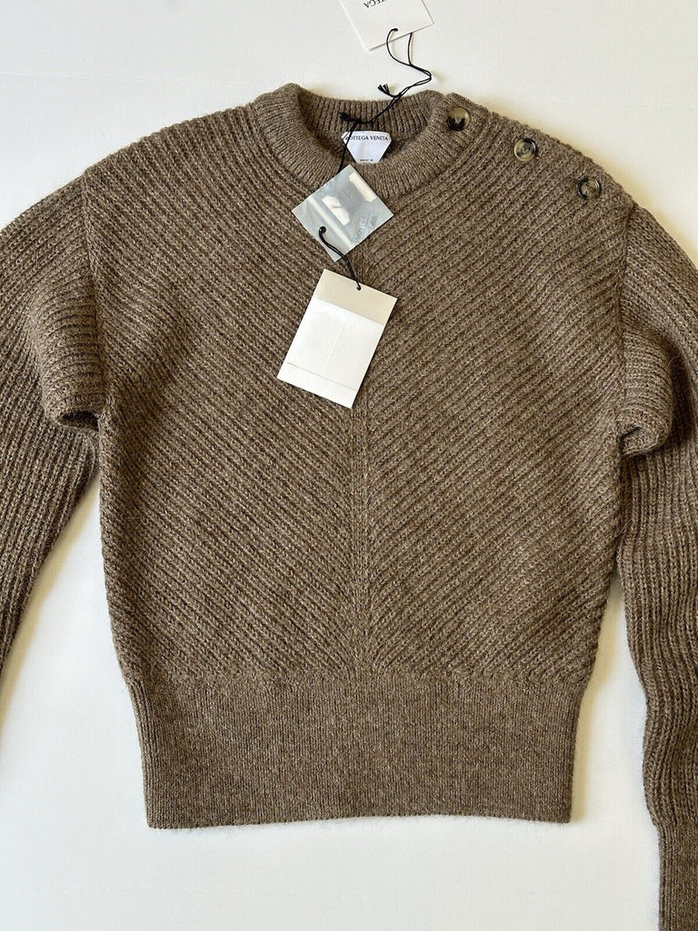 Bottega Veneta Women's Alpaca Chevron Knit Brown Sweater L 719793 IT NWT $1900