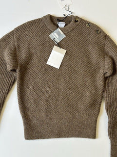 Bottega Veneta Women's Alpaca Chevron Knit Brown Sweater L 719793 IT NWT $1900