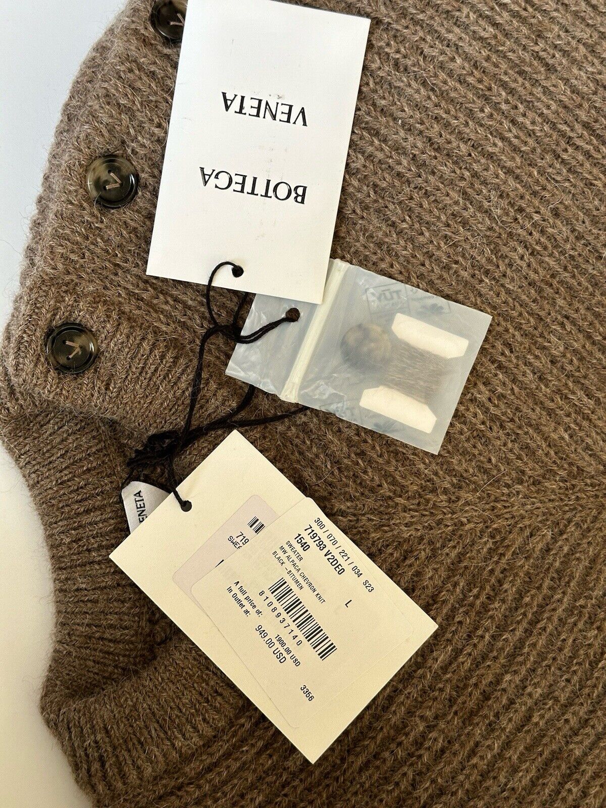 Bottega Veneta Women's Alpaca Chevron Knit Brown Sweater L 719793 IT NWT $1900