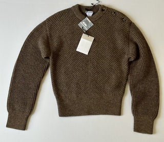 Bottega Veneta Women's Alpaca Chevron Knit Brown Sweater L 719793 IT NWT $1900