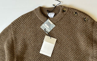 Bottega Veneta Women's Alpaca Chevron Knit Brown Sweater L 719793 IT NWT $1900