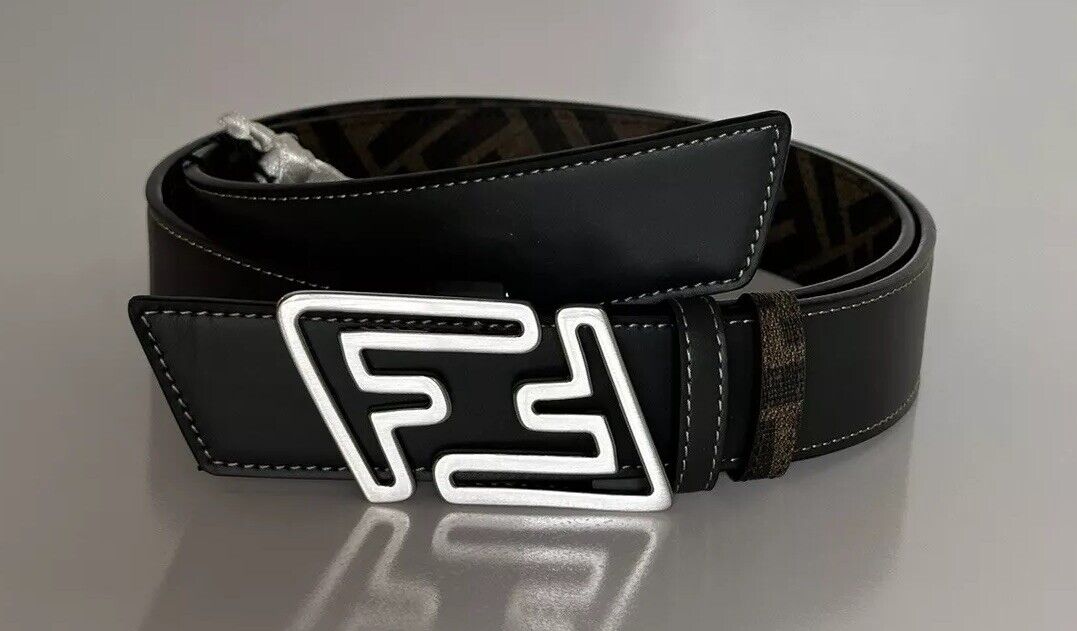 Fendi FF Faster Leather Asphalt&Brown Reversible Belt 110/44 7C0486 IT NIB $620