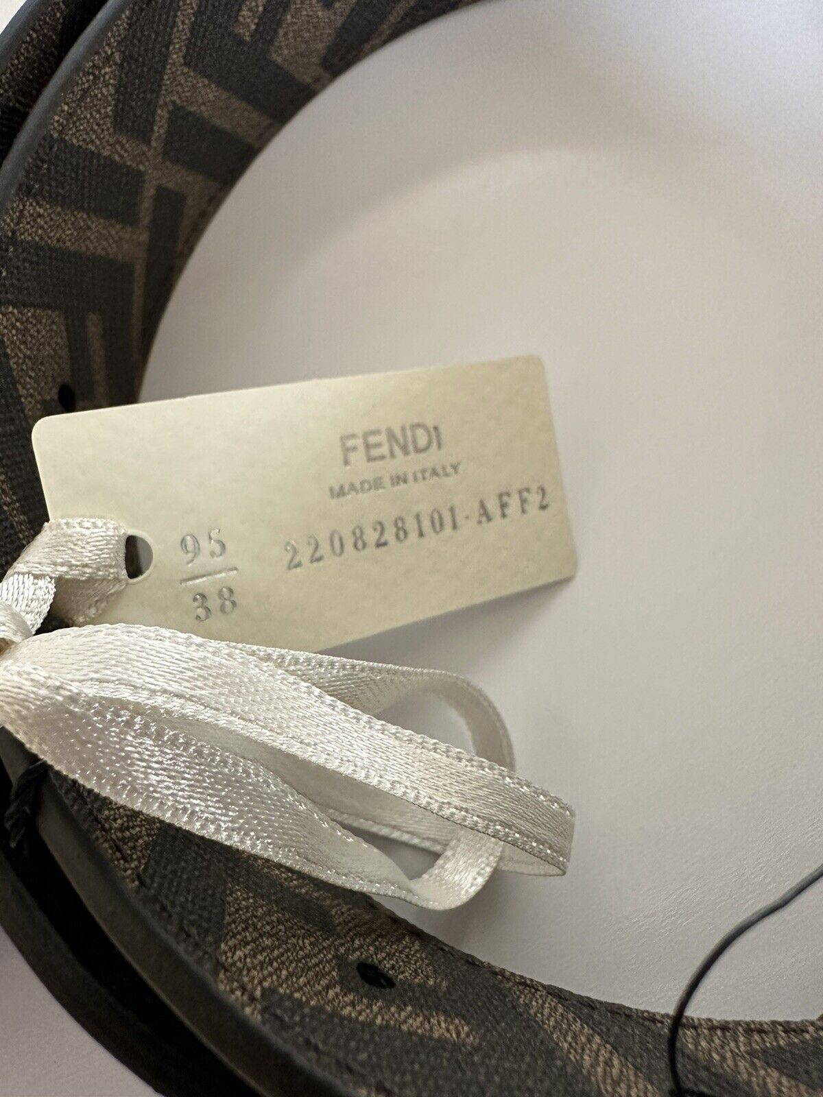 Fendi FF Faster Leather Asphalt&Brown Reversible Belt 110/44 7C0486 IT NIB $620