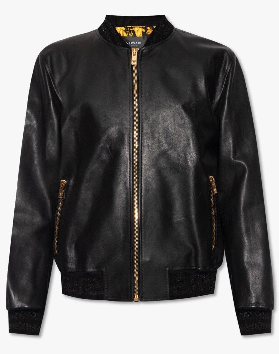 Versace Men's Calf Leather Heavy Jacket Black 40 US (50 Eu) IT NWT $3625 1007634
