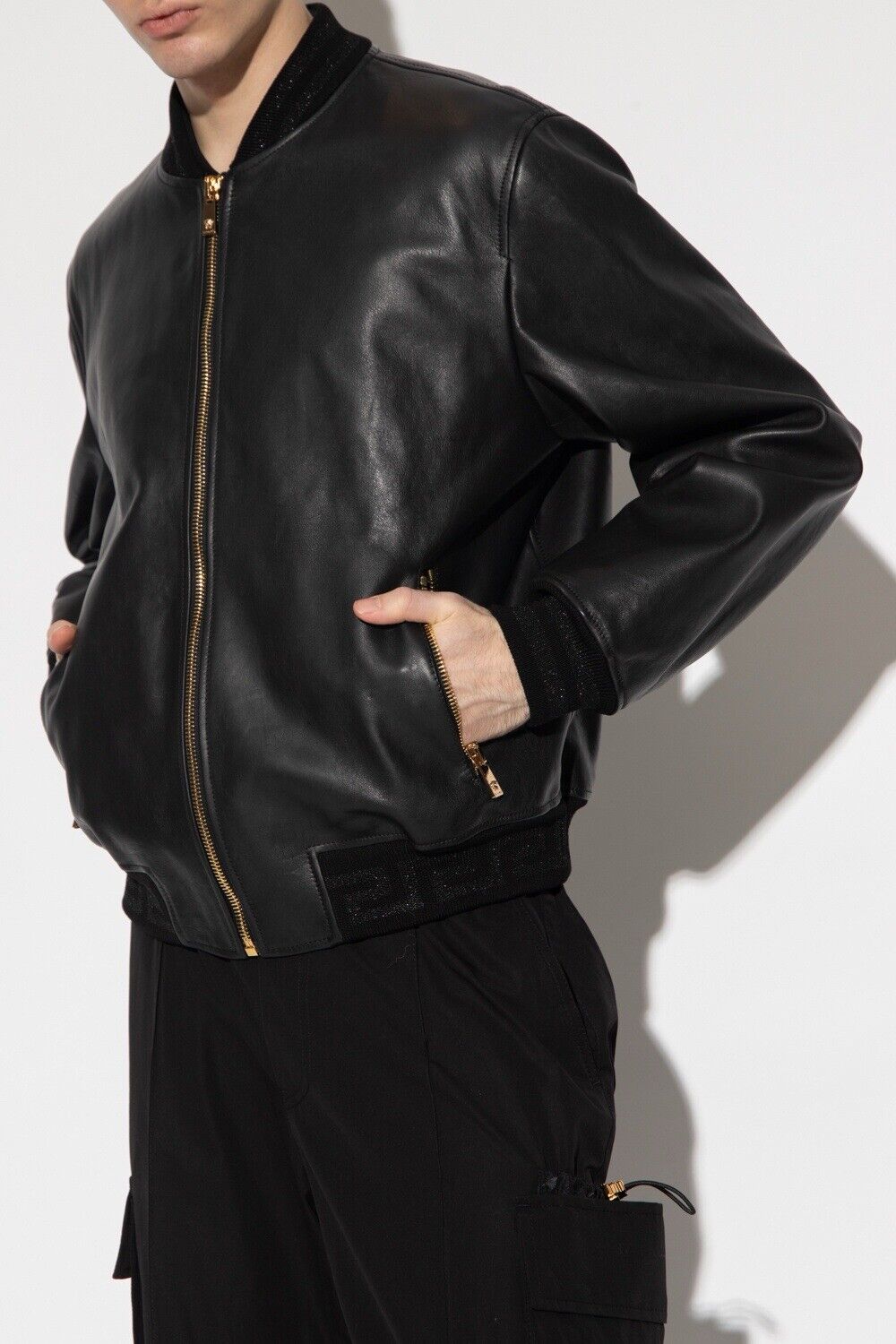 Versace Men's Calf Leather Heavy Jacket Black 44 US (54 Eu) IT NWT $3625 1007634