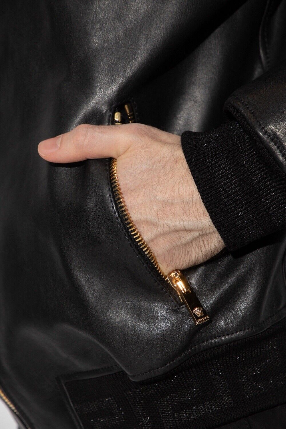 Versace Men's Calf Leather Heavy Jacket Black 44 US (54 Eu) IT NWT $3625 1007634