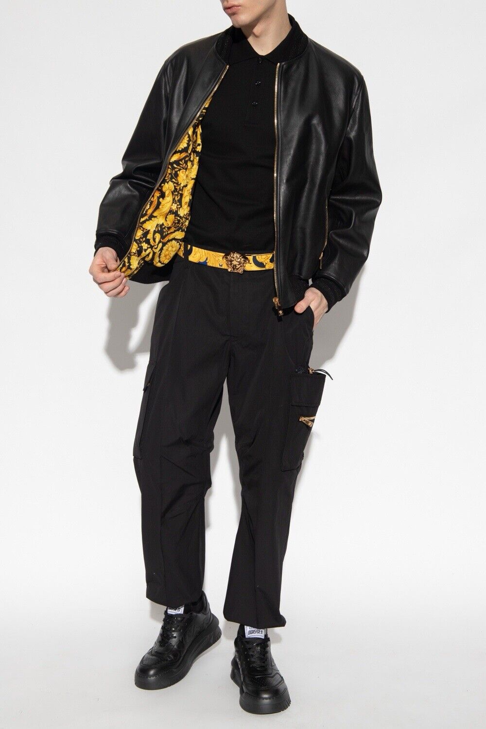 Versace Men's Calf Leather Heavy Jacket Black 48 US (58 Eu) IT NWT $3625 1007634