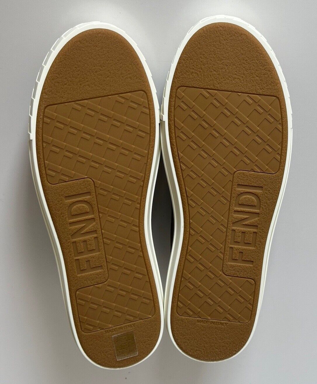 Fendi FF Logo Domino Fabric Silver Sneakers 11 US (10 Fendi) 7E1553 IT NIB $750