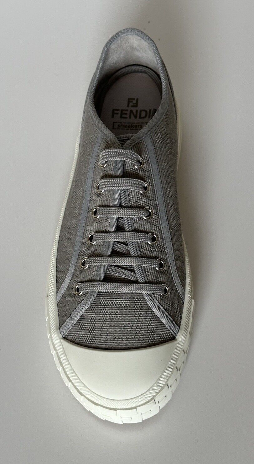 Fendi FF Logo Domino Fabric Silver Sneakers 11 US (10 Fendi) 7E1553 IT NIB $750