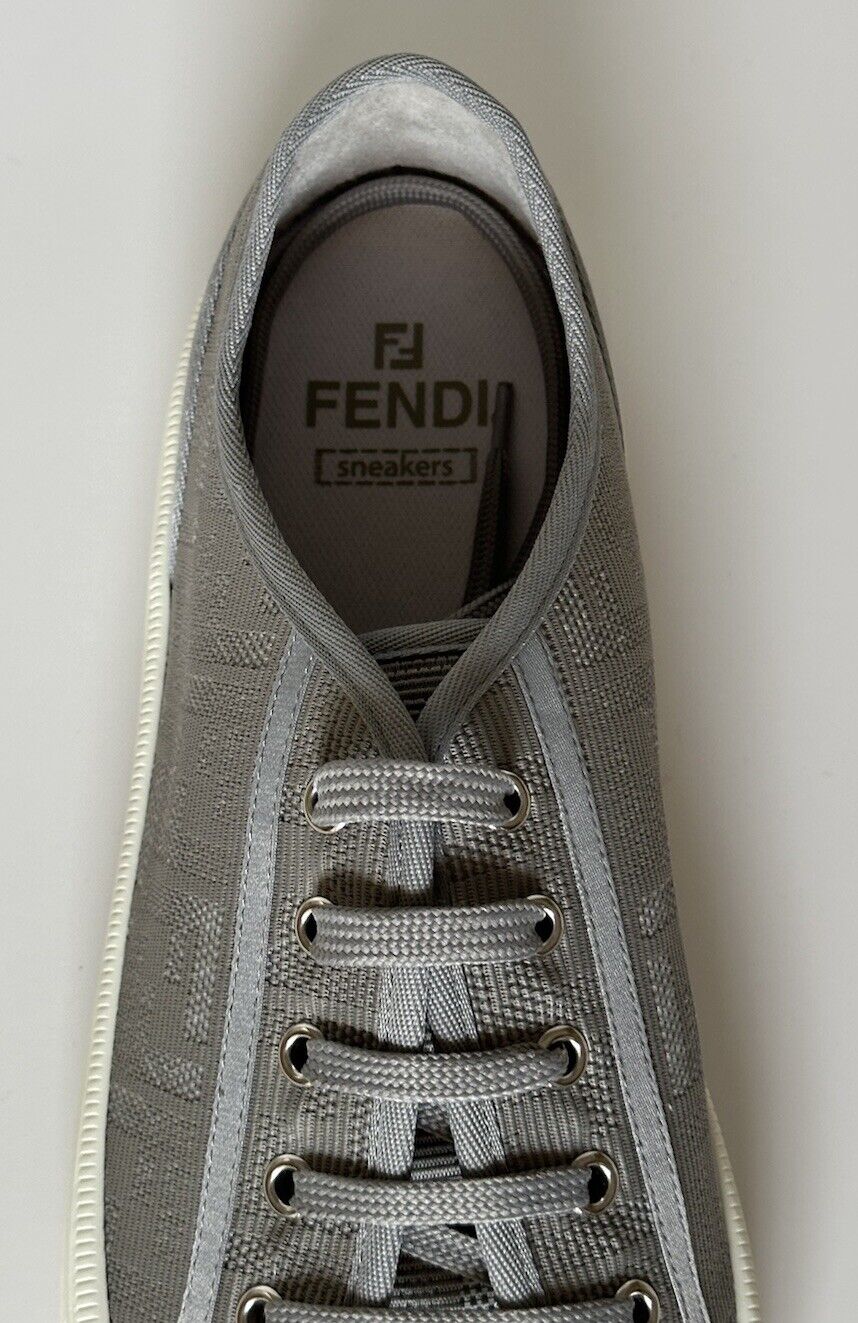 Fendi FF Logo Fabric Domino Silver Sneakers 13 US (12 Fendi) 7E1553 IT NIB $750