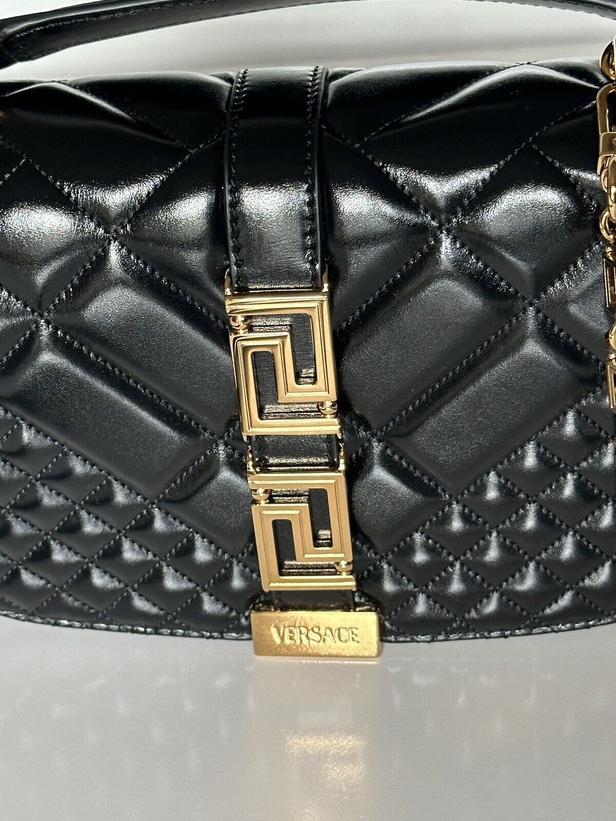 Versace Quilted Calf Leather Black Medium Shoulder Bag 1011178 IT NWT $2995