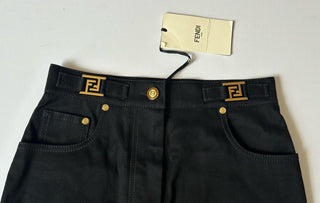 Fendi Woven Denim Black Skirt 2 US (38 Euro) Italy FLQ548 NWT $790