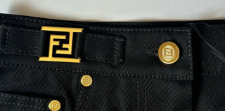 Fendi Woven Denim Black Skirt 2 US (38 Euro) Italy FLQ548 NWT $790