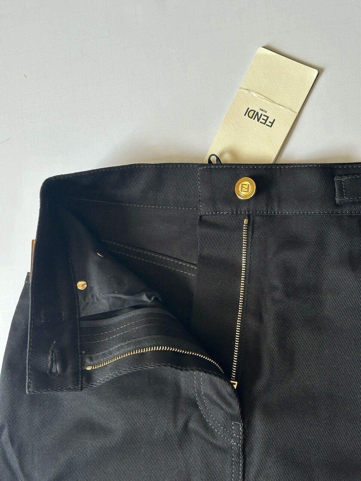 Fendi Woven Denim Black Skirt 2 US (38 Euro) Italy FLQ548 NWT $790
