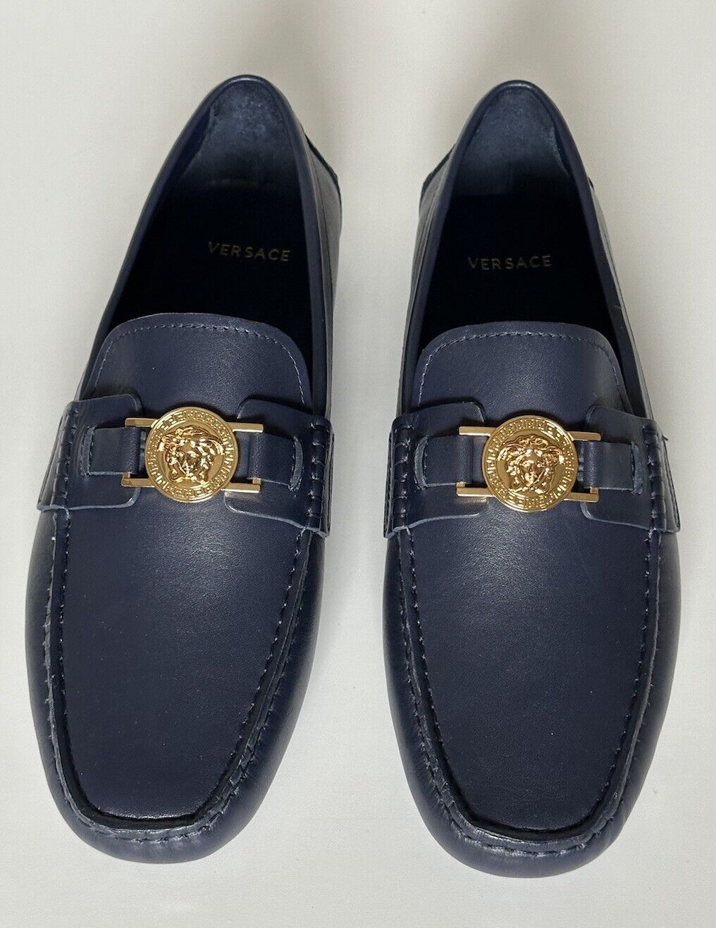 VERSACE Medusa Men's Blue Leather Driver Shoes 10 US (43 Euro) DSU6014S NIB $850