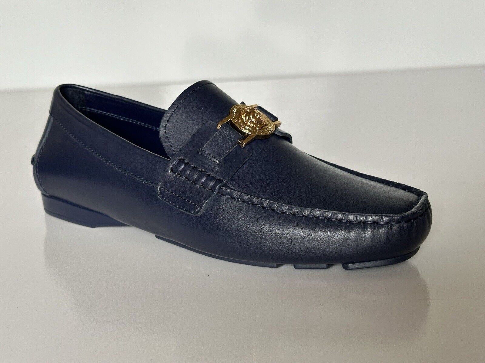 VERSACE Medusa Men's Blue Leather Driver Shoes 10 US (43 Euro) DSU6014S NIB $850