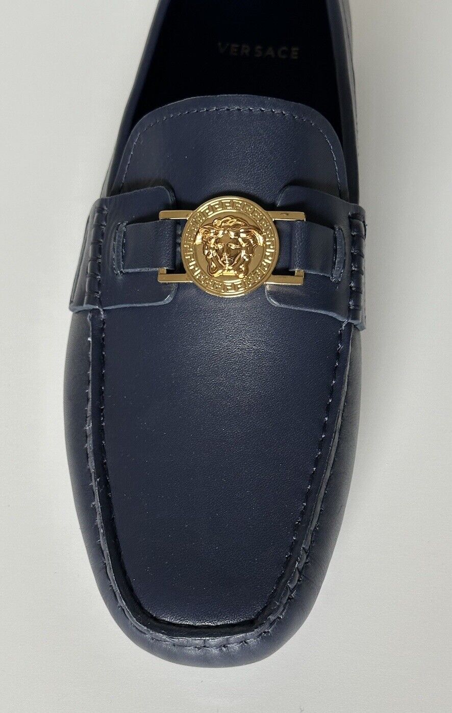 VERSACE Medusa Men's Blue Leather Driver Shoes 10 US (43 Euro) DSU6014S NIB $850