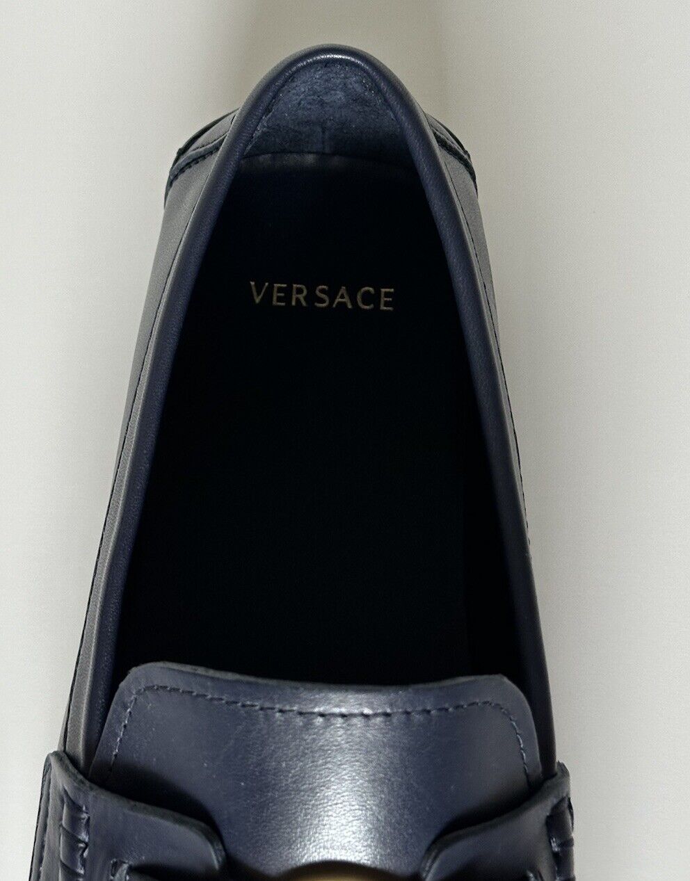 VERSACE Medusa Men's Blue Leather Driver Shoes 10 US (43 Euro) DSU6014S NIB $850