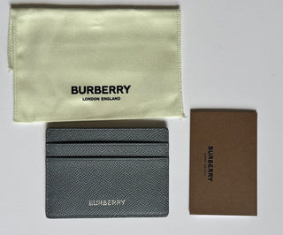 Burberry Sandon Grained Leather Storm Gray Card Case 80742761 England NWT $230