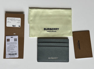 Burberry Sandon Grained Leather Storm Gray Card Case 80742761 England NWT $230