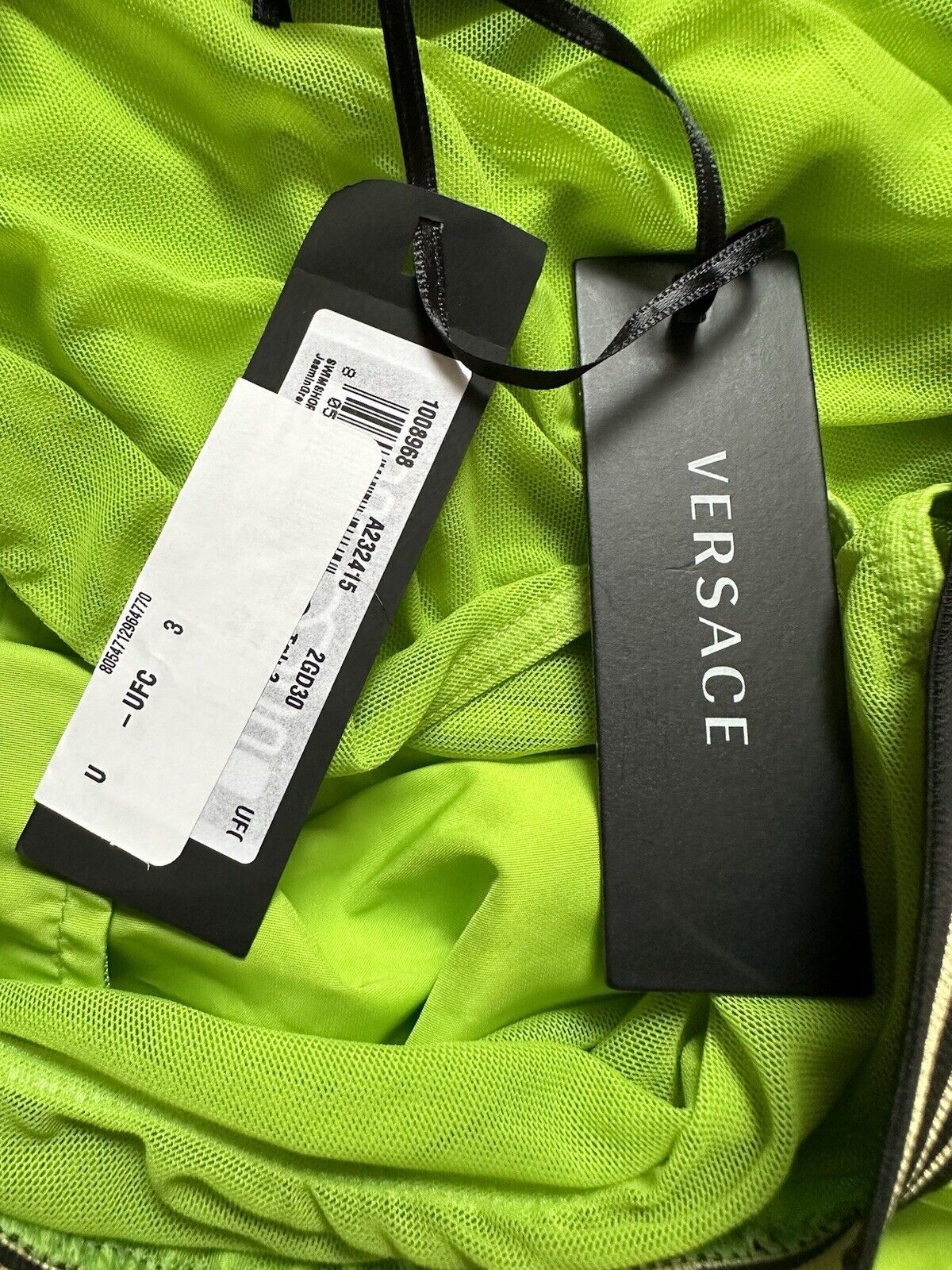 Versace Men's Green Swim Shorts  Size 3 US - 48 Eu (28”)  Italy 1008968 NWT $425