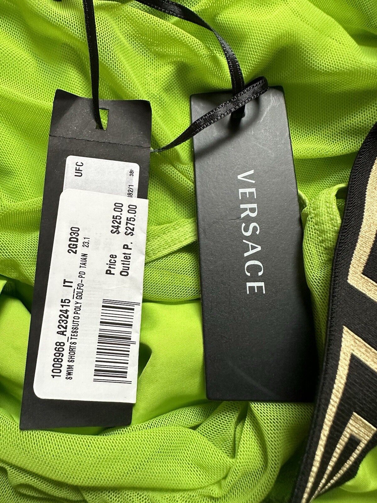 Versace Men's Green Swim Shorts  Size 3 US - 48 Eu (28”)  Italy 1008968 NWT $425