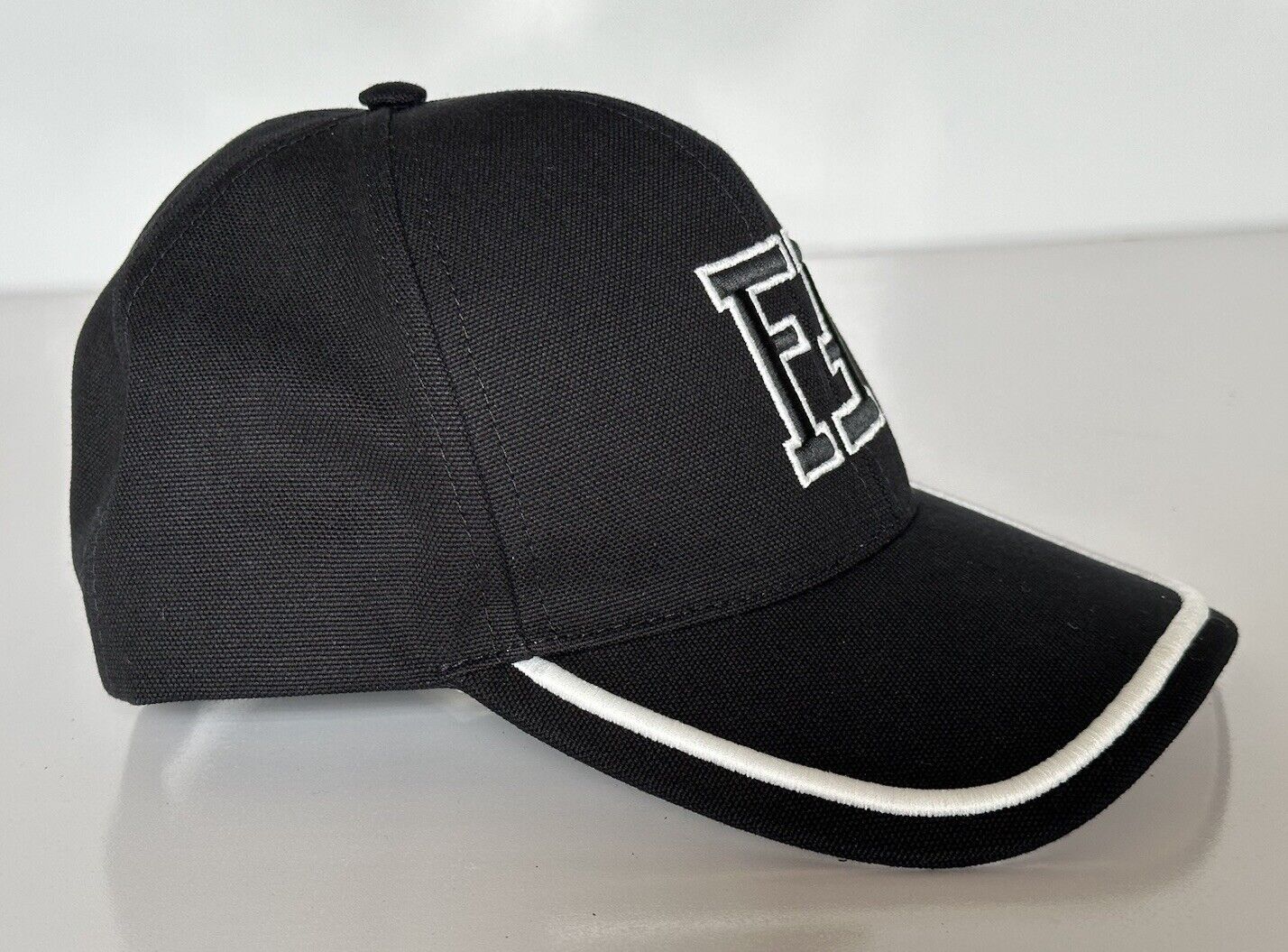 Fendi FF Logo Baseball Cap Cotton Black/White Hat (59 cm) Italy FXQ983 NWT $530