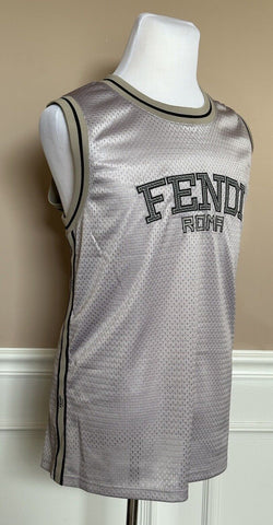 Fendi Logo Print Stone Jersey Mesh Tank Top Sleeveless XL FAF695 Italy NWT $750