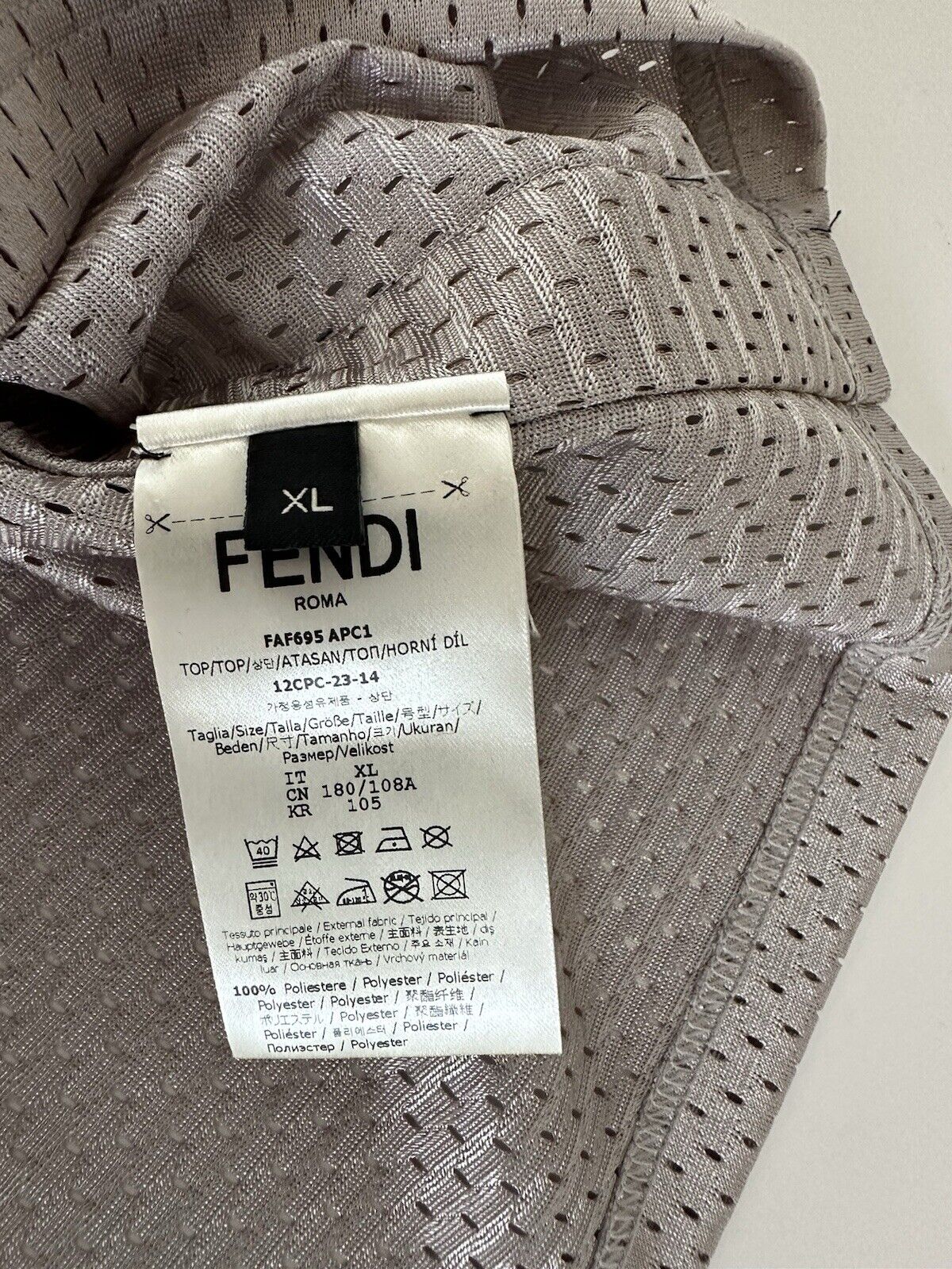 Fendi Logo Print Stone Jersey Mesh Tank Top Sleeveless XL FAF695 Italy NWT $750