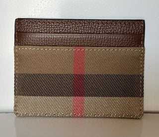 Burberry Vintage Check Archive Beige/Brown Leather Card Case 80731421 NWT $260