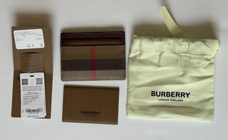 Burberry Vintage Check Archive Beige/Brown Leather Card Case 80731421 NWT $260