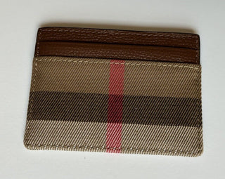 Burberry Vintage Check Archive Beige/Brown Leather Card Case 80731421 NWT $260