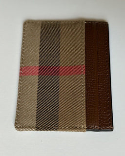 Burberry Vintage Check Archive Beige/Brown Leather Card Case 80731421 NWT $260