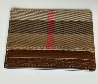 Burberry Vintage Check Archive Beige/Brown Leather Card Case 80731421 NWT $260