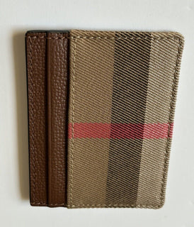 Burberry Vintage Check Archive Beige/Brown Leather Card Case 80731421 NWT $260