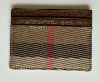 Burberry Vintage Check Archive Beige/Brown Leather Card Case 80731421 NWT $260